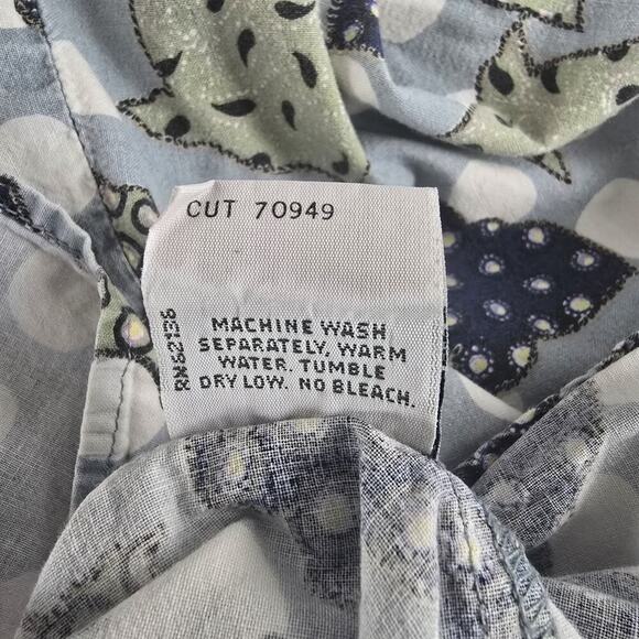 Guess Blue Fish Polka Dot Button Up VTG Shirt Med USA Travel Camp Vacation Retro - Picture 8 of 8